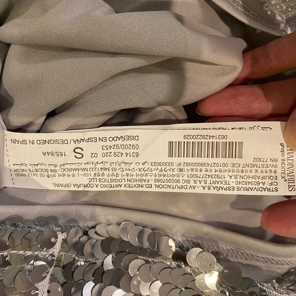 NWOT Stradivarius Silver Sequin Swiftie Metallic Spacecore Prom Mini Dress S - Picture 12 of 12